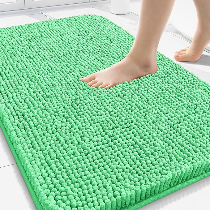 Arotive Bathroom Rugs 30x20, Extra Soft Absorbent Shaggy Chenille Bath Rugs, Machine Washable Rubber Backing Non-Slip Bath Mats for Bathroom Floor Tub and Shower, Home Decor Accessories, Mint Green