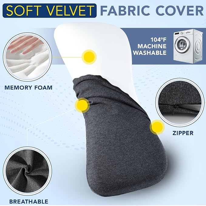 Hapiclody Lumbar Support Pillow for Sleeping Memory Foam Lumbar Pillow for Lower Back Pain Relief Back Support Pillow for Side,Back and Stomach Sleepers-Bed Wedge Bolster Pillow Bed Rest Pillow (Gray)