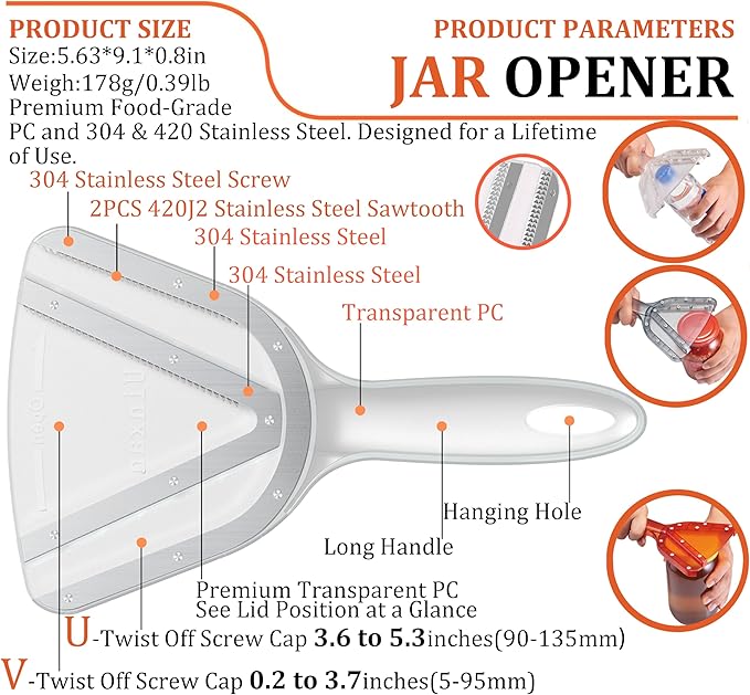 Uinxan Jar Opener for Weak Hand & Seniors with Arthritis,Easy Twist Off Bottle Caps,Patent | Unique Kitchen Gadgets,Handheld Lid Top Open for Elderly/Women/Men (Pink)