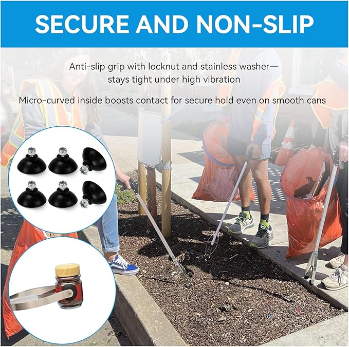 Reacher Grabber Tool Replacement Rubber Suction Cups, Outdoor Grabber Cups Compatible with Arcmate EZ Reacher Tool, Grabber Gripper Tips Part for Repair, Rubber Cups with Locknuts, 6 Cups