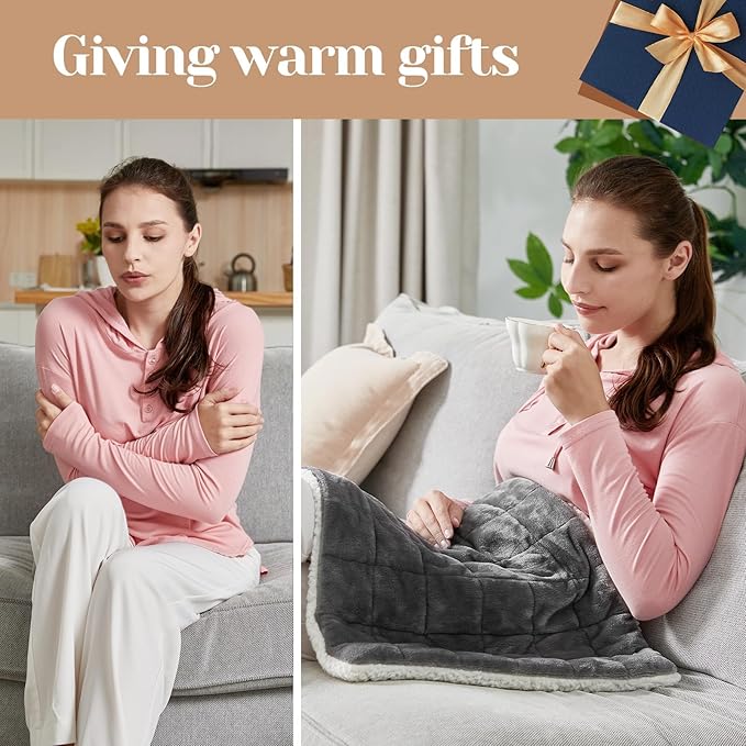 Weighted Heating Pad for Period Cramps and Back Pain, XL Heating pad 17"x33",Electric Heating Pad for Shoulder, 4.9LB Heated pad with 4 Heating Levels, Dorm Room Essentials,Machine Washable