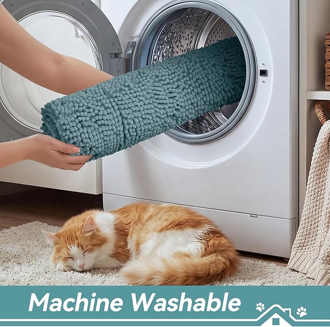 Bcoimo Super Absorbent Cat Door Mat, 24"*17" Anti Slip Mat for Muddy Paws, Pet Rugs for Dirty Paws Washable that Absorbs Moisture and Dirt, for Cat Cage and Pet Resting Carpet