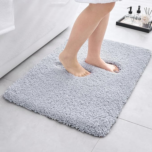 Bathroom Rugs Non Slip Washable 36x24, Ultra Soft Thick Shaggy Absorbent Bath Mats,High Density Foam Latex Non Slip Backing Bath Rugs,Microfiber Bath Mats for Bathroom Floor&Sink,Silver Grey