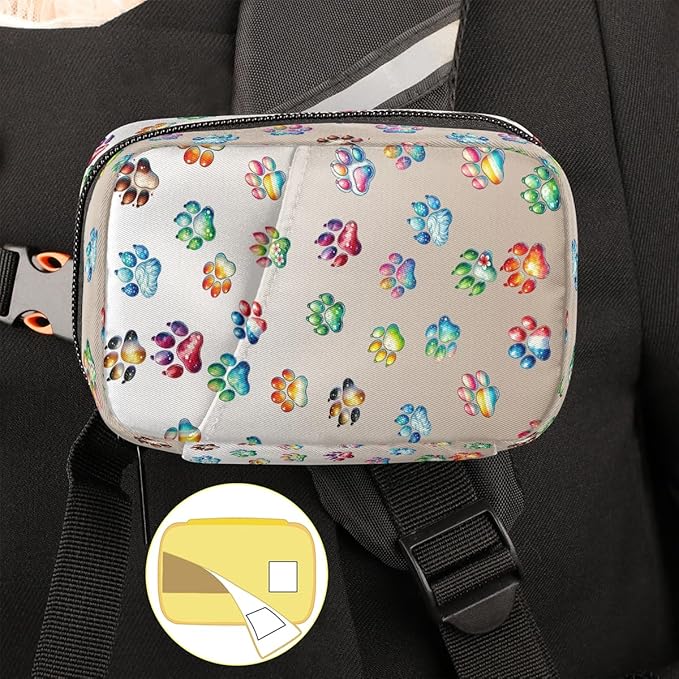 Weekly Travel Pill Organizer Case for Purse with Removable 7 Day Box Portable Compact Size Pill Box Fashionable Pill Container for Medicine Vitamin Supplement Cute Paw Skin