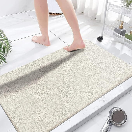 godehone Shower Mats Non Slip Without Suction Cups, PVC Loofah Bathroom Mats, Loofah Mats for Shower and Bathroom, Quick Drying, 23.6× 47.2 Inch, Beige