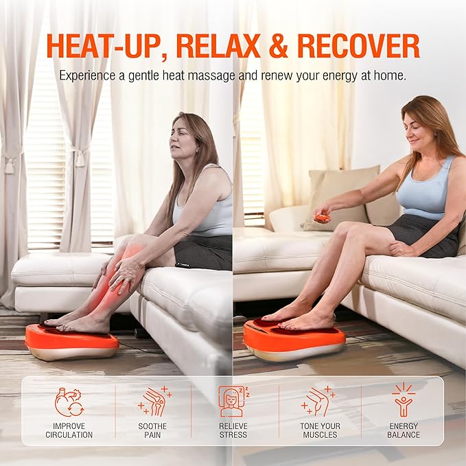 Powerfit Power Legs Electric Foot Massager Machine with Heat - Heated Foot Massager for Neuropathy Pain Circulation - Feet Massager for Pain Relief with Remote Control