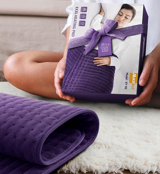 Heating Pad for Back, Neck & Shoulder Pain Relief, Mothers Day Gifts for Mom, 17"x33" Electric Moist/Dry Heat Pad, 6 Heat & 4 Timer Settings, Auto Shut-Off, Machine Washable, Gift for Wife Women Her