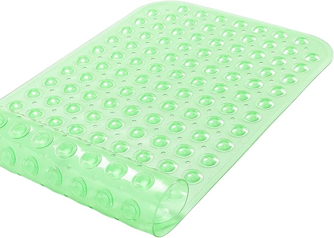 Large Non-Slip Bathtub & Shower Mat 31 inch x16 inch (Smooth/Non-Textured Tubs Only) Safe, Clean, Machine-Washable, Superior Grip&Drainage, Vinyl, Transparent Light Green, Medium