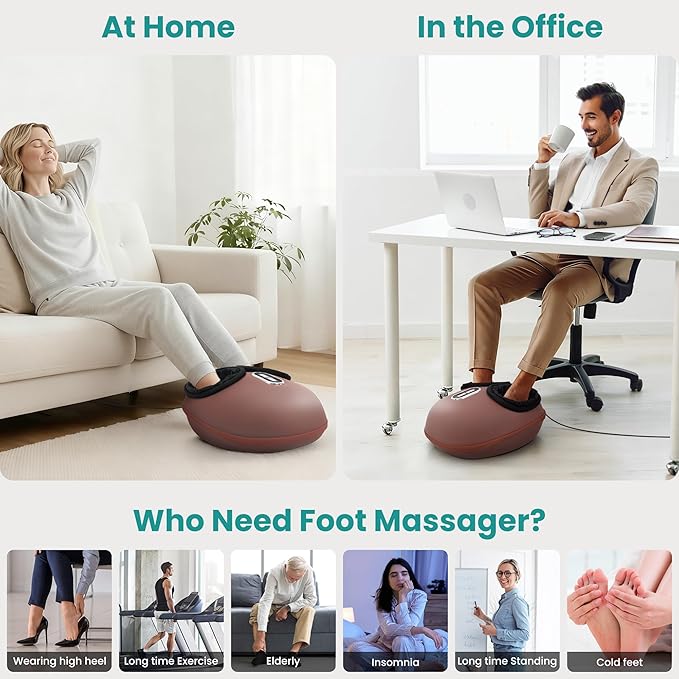 Nekteck Shiatsu Foot Massager with Heat, 2026 Upgraded Air Compression Electric Heated Feet Massage for Neuropathy Plantar Fasciitis, Deep Kneading Therapy Improve Blood Circulation, Size Up to US 13