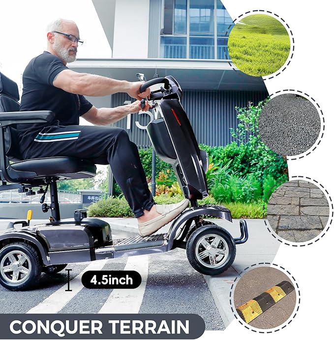 Heavy Duty Mobility Scooter for Seniors/Adults, 500W 400LBS Capacity Electric Scooter, All Terrain Mobility Scooters for Travel 10" Off Road Tires, Long Range 4 Wheel Scooter 9MPH, Gray 26Miles