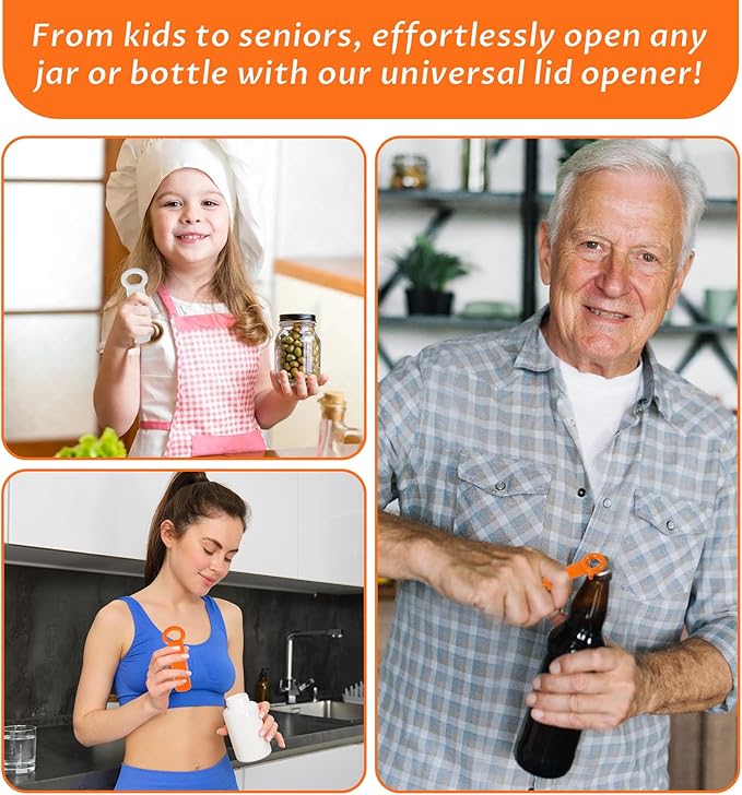 Jar Key, 2Pcs Jar Key Lid Opener for Seniors, Women, Men, Opening Jars Lid (Orange & White)