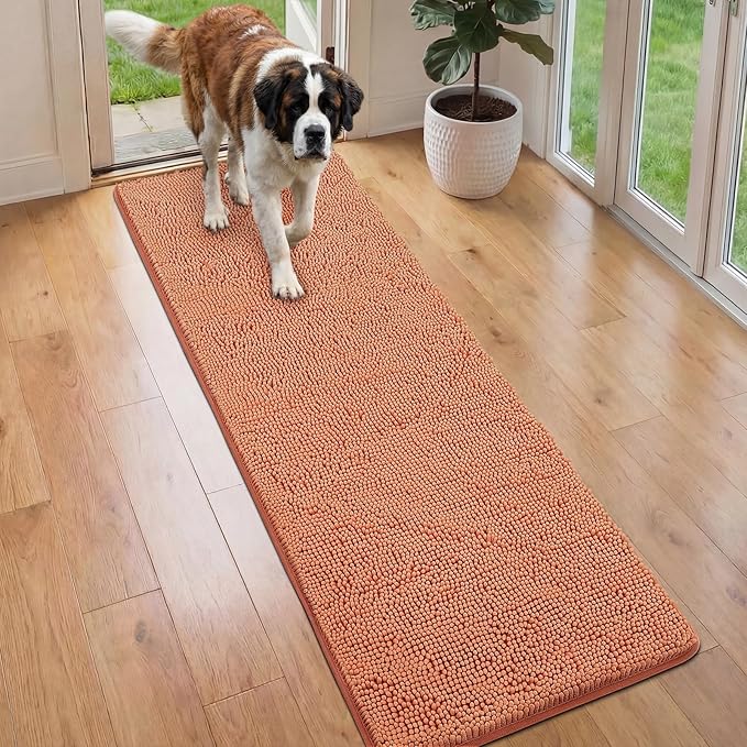 Bcoimo Super Absorbent Dog Door Mat, 60"*24" Anti Slip Mat for Muddy Paws, Pet Rugs for Dirty Paws Washable that Absorbs Moisture and Dirt, for Dog Cage and Pet Resting Carpet
