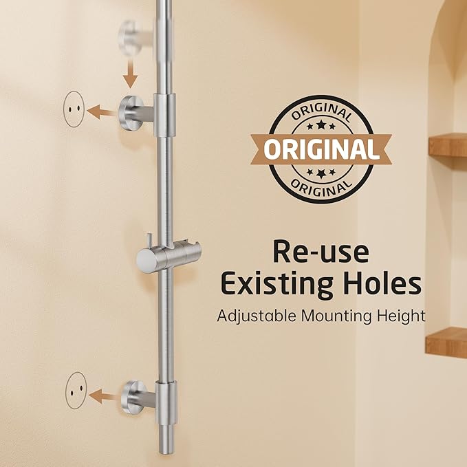 KES 30-Inch Shower Slide Bar with High Pressure 9 Functions Adjustable Handheld Shower Head & 59-Inch Hose, Built-in Power Wash to Clean Tub Tile & Pet, Wall Mount Brushed Finish 18/8 Stainless Steel