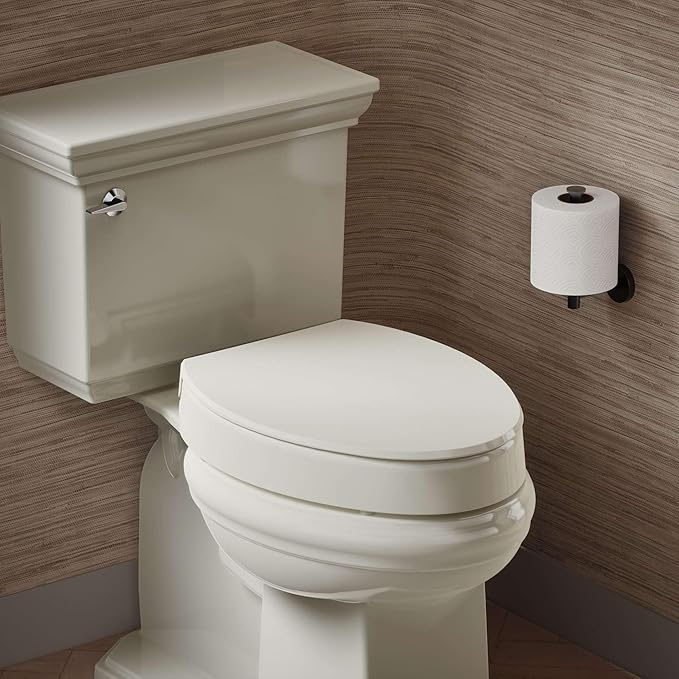 KOHLER 25875-0 Hyten 3" Height, Elevated Soft Close Elongated Toilet Seat, Contoured Seat with Grip-Tight Bumpers, Quick-Attach Hardware, No Slam Toilet Seat, White (Pack of 2)