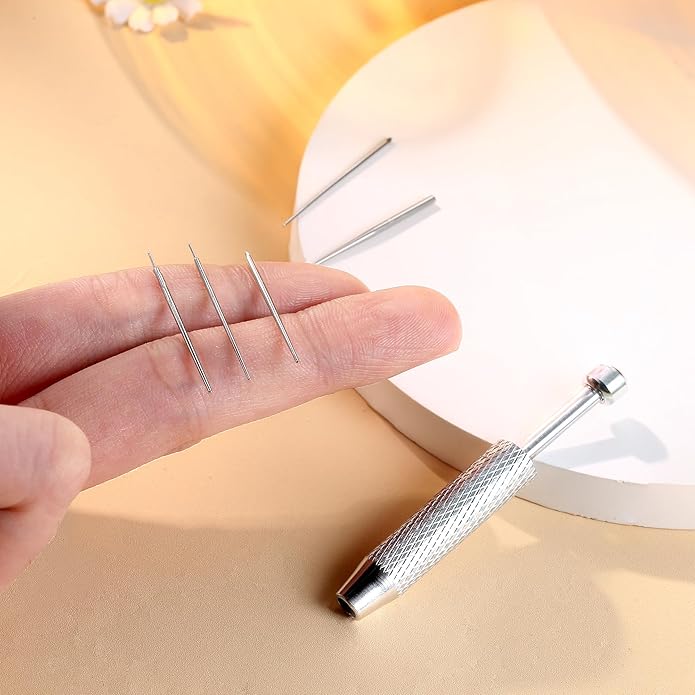GEMQUEEN Piercing Taper Ball Grabber Tool for Changing Jewelry - 14G 16G 18G 20G Stainless Steel Flat Back Earrings Applicator Tool Threadless Insertion Pin Thread Body Piercing Kit for Ear Nose Lip