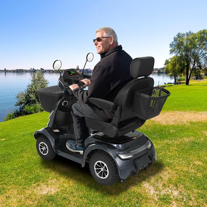 Heavy Duty Mobility Scooter for Seniors/Adults, 500LBS Capacity Electric Scooter, All Terrain Mobility Scooters, 1000W 15MPH, 13.78" Off Road Tires,32 Miles Long Range 4 Wheel Scooter Gary 32Miles
