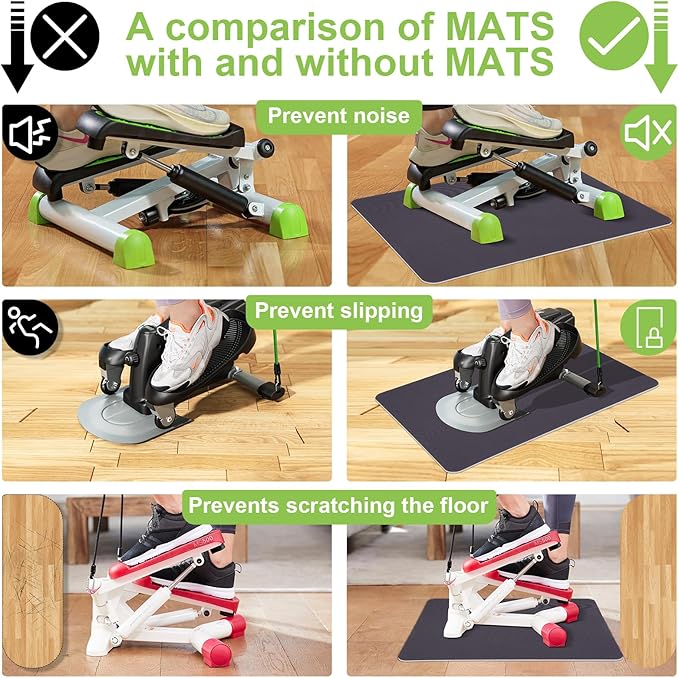 Non Slip Under Desk Elliptical Mat, Exercise Mat for Ellipse Leg Exerciser Machine, Suitable for Electric Seated Foot Pedal Exerciser, Enhance Stability & Protect Wooden Floor (23.6"L x 17"W)