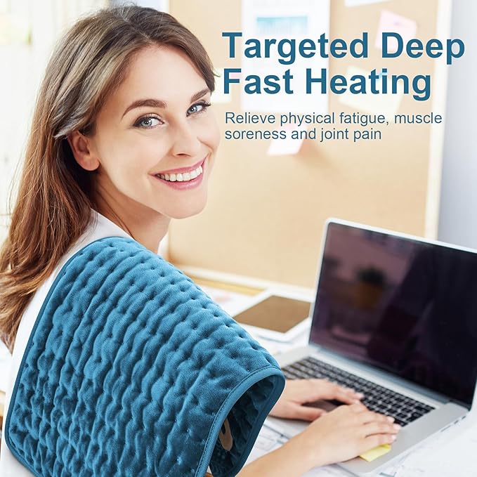 Heating Pad for Back, Electric Heating Pads for Cramps/Abdomen/Waist/Shoulder with 6 Heat Settings and Auto-Off, Moist/Dry Heat pad, Mothers Day Gifts for Mom Women Wife Grandma, 12" x 24"