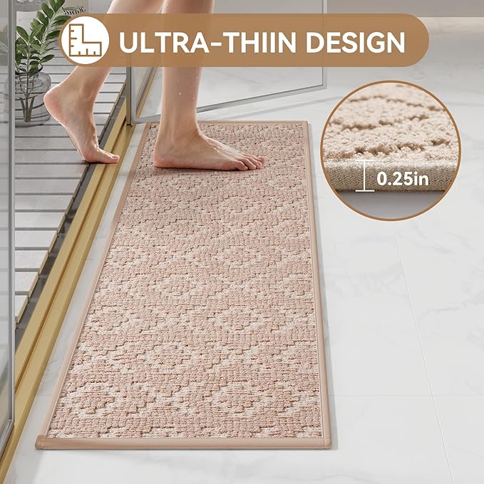 YDKGL Bathroom Rugs Non Slip, Super Absorbent Quick Dry Bath Mat, Rubber Backing Ultra Thin Bathroom Mats Fit Under Door Bathroom Floor Bathtub Shower