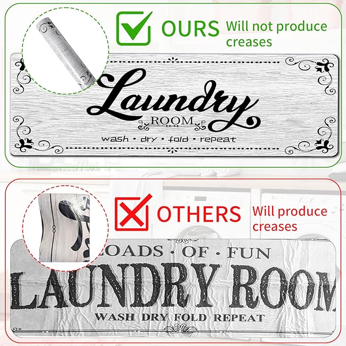 Laundry Room Rug Runner, 17.7"x45" Non Slip Laundry Runner Rugs, Farmhouse Washable Floor Laundry Mats for Laundry Room, Mudroom, Kitchen, Washroom, Bathroom, Hallway Entryway Area Rugs Decor