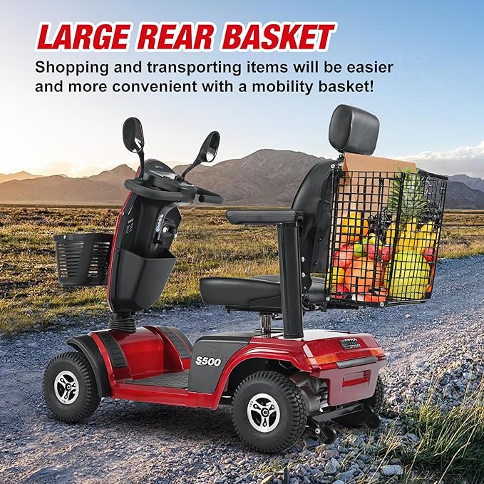 Metro Mobility Powered Mobility Scooters, 4 Wheel Mobility Scooters for Adults, 350 lbs Capacity Folding Mobility Scooter, 25 Miles Long Travel Range Scooter for Seniors Red