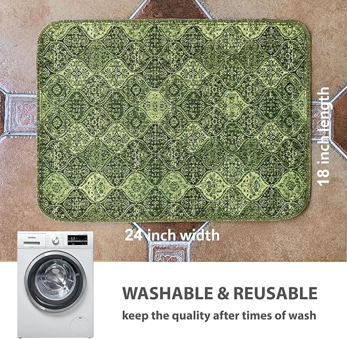 nunubaby 4PACK Washable Pee Pads for Dogs, Stylish, Non-Slip and Leak-Proof Pee Pads. Reusable Potty Pads for Dogs for Crates and Floors.(Green/Multi, 18" x24" )