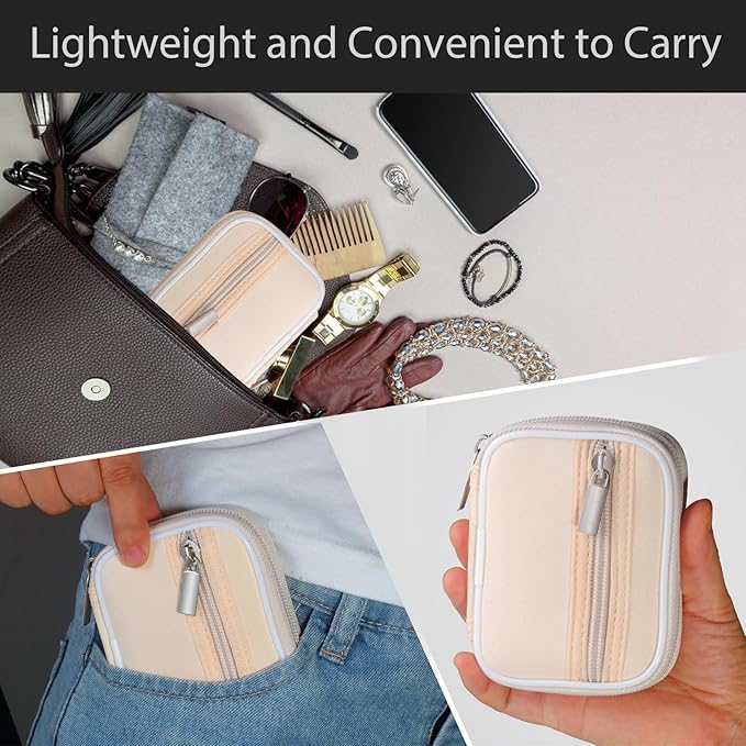 Pill Case Weekly Travel Pill Organizer for Purse with Removable 7 Day Pill Box Premium Neoprene Pill Container for Travel Purse Accessory, Vitamin, Supplement, Small Pieces Arrangement-Cream Yellow