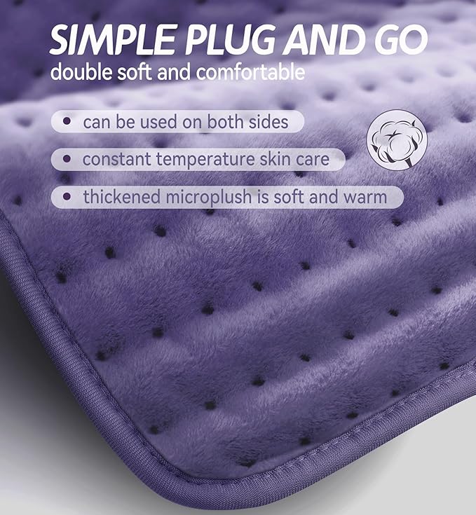 Heating Pad for Pain Relief | Electric Heat Pad for Back, Neck, Shoulder & Cramps | 6 Heat Settings, Auto Shut-Off, Moist & Dry Heat Options | Machine Washable, 12” x 24” | Ideal Gift for Men & Women