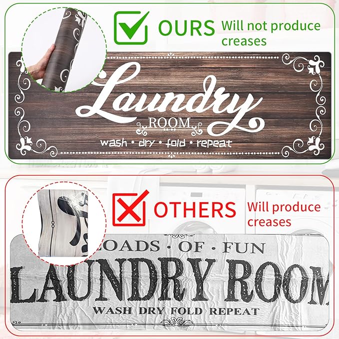 XLHOMO Laundry Room Rug Runner, 17"x60" Non Slip Brown Nappa Leather Laundry Rugs, Farmhouse Washable Floor Laundry Mats for Laundry Room, Kitchen, Washroom, Bathroom, Mudroom, Hallway Entryway Decor