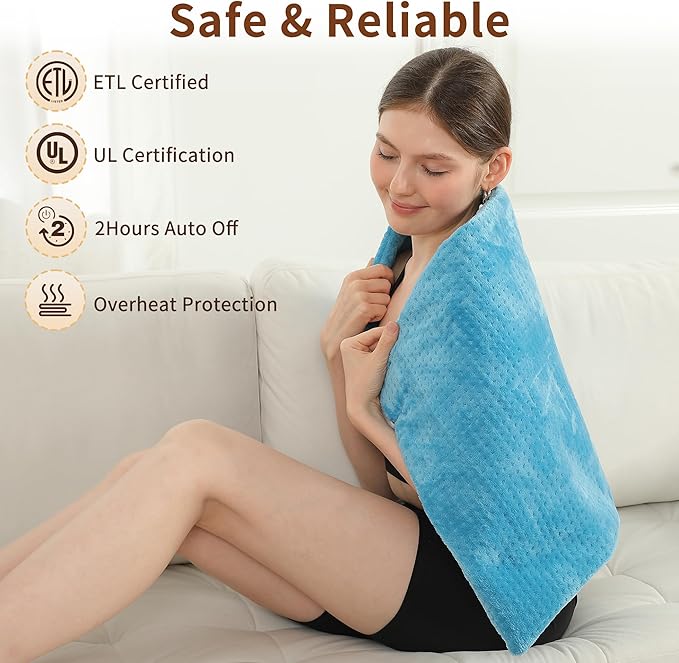 ESTINGO Electric Heating Pad FSA Eligible, Heated Pad for Back Neck Shoulder Pain Relif, Large Heating Pad for Period Cramps with 2H Auto Shut Off and 4 Heating Levels, 18"x33" Royal Blue