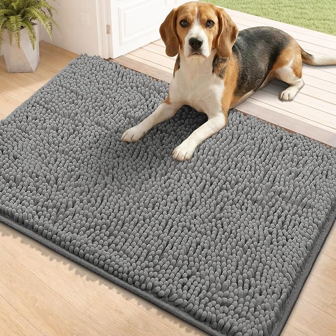 Bcoimo Super Absorbent Dog Door Mat, 36"*24" Anti Slip Mat for Muddy Paws, Pet Rugs for Dirty Paws Washable that Absorbs Moisture and Dirt, for Dog Cage and Pet Resting Carpet