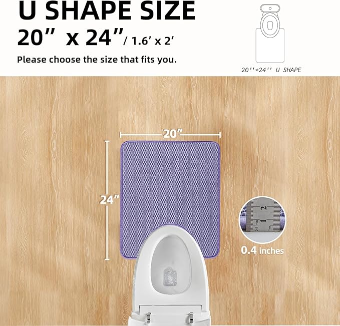 TYUU Toilet Rug, Thin Toilet Rugs U Shaped Washable Non Slip Absorbent Quick Dry Low Pile Toilet Mat, Lavender 20"x24" U Shape