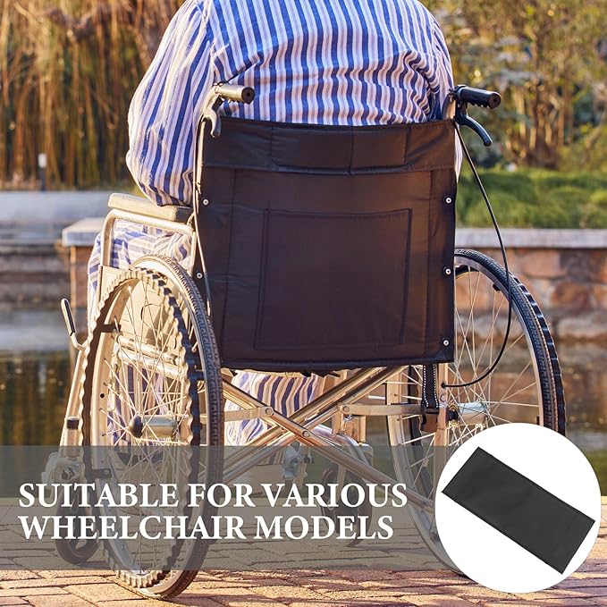 Removable Wheelchair Backrest Cushion Black, Stable Back Support for Wheelchair Replacement Part, Comfortable Mobility Aid for Seniors and Daily Use