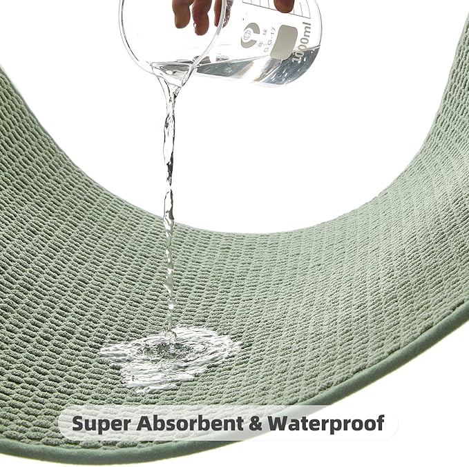 TYUU Bathroom Rugs Non Slip Washable, Super Absorbent Thin Bath Mat Quick Dry Low Pile Bathroom Rug, Sage Green 20"x48"