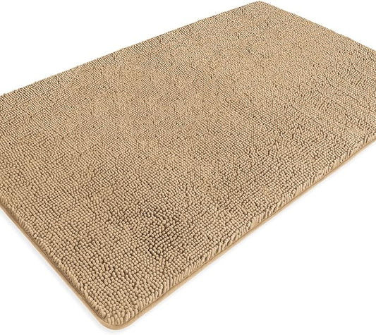 Bathroom Rugs 36 x 60 Inch – Extra Large Bath Mat | Absorbent and Washable Thick Chenille Bath Rugs Non-Slip Runner Rug for Bathroom, Shower, Tub(Beige)