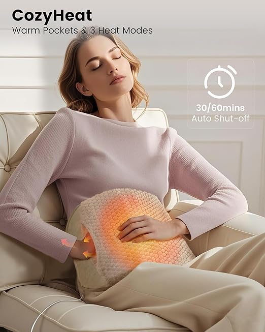 COMFIER Heating Pad for Back Pain Relief,Lower Back Massager with Heat with Hand Warmer Pocket,Extra-Large Size 61",Back Heating Pad for Period Cramps,Fast Heat Pad