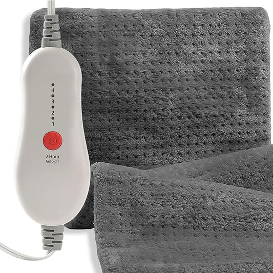 ESTINGO Electric Heating Pad HSA Eligible, Heated Pad for Back Neck Shoulder Pain Relif, Heating Pad for Period Cramps with 2H Auto Shut Off and 4 Heating Levels, 12"x24" Dark Grey