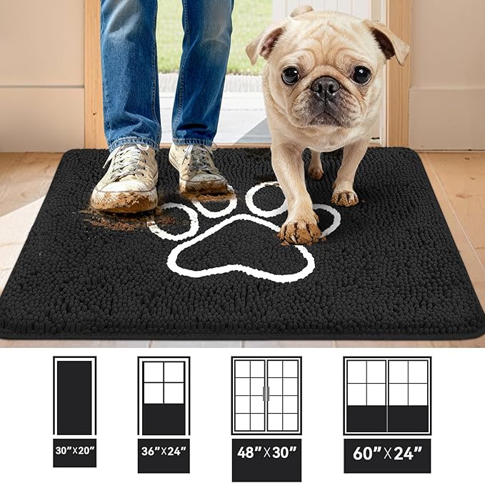 Bcoimo Super Absorbent Dog Door Mat, 36"*24" Anti Slip Mat for Muddy Paws, Pet Rugs for Dirty Paws Washable that Absorbs Moisture and Dirt, for Dog Cage and Pet Resting Carpet
