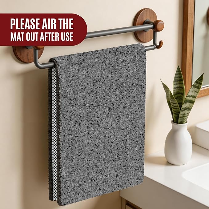 Joyhalo Shower Mat Bathtub Mat Non Slip, Bathmats Non Slip, Quick Drying Foot Scrubber Loofah Mats for Shower, Tub, Bathroom, Home, 47x16inch, Dark Grey