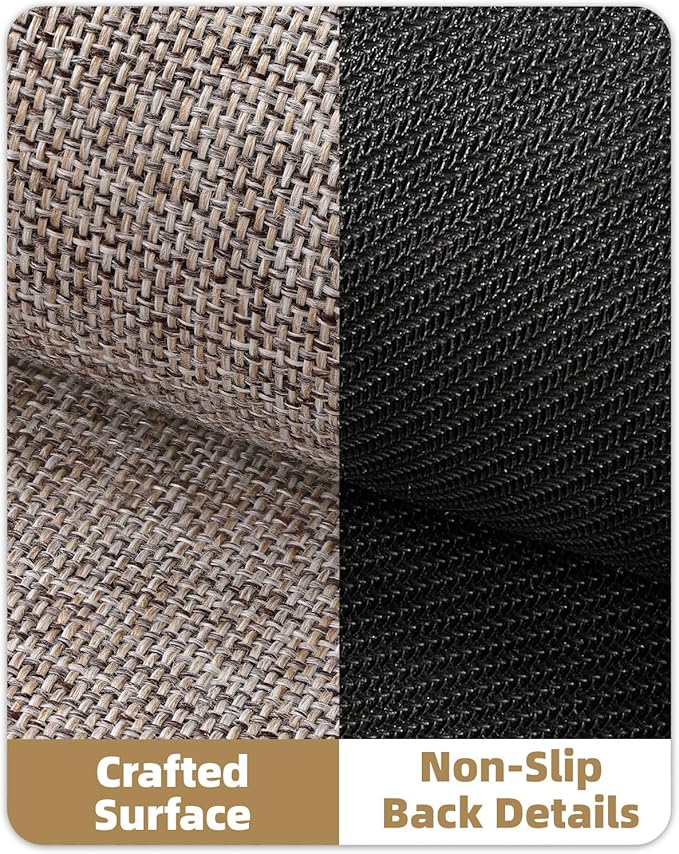 Color&Geometry Small Ultra Thin Indoor Door Mat (Rolled-up NO Creases) 17"x30", Non Slip Rubber Backed Dirt Trapper Door Mat Indoor Entrance, Low Profile Entryway Mat, Easy Clean, Light Brown Linen