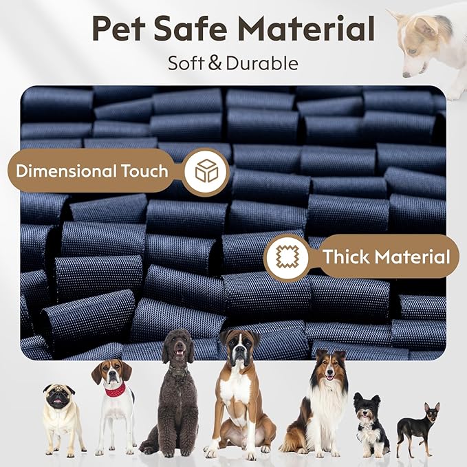 FunFurry Snuffle Mat for Dogs, Dog Puzzle Mat, Interactive Dog Toys for Enrichment,Sniff Mats with Non-Slip Backing,Suitable for Breeds and Sizes of Dogs (Navy, 17" X 15")