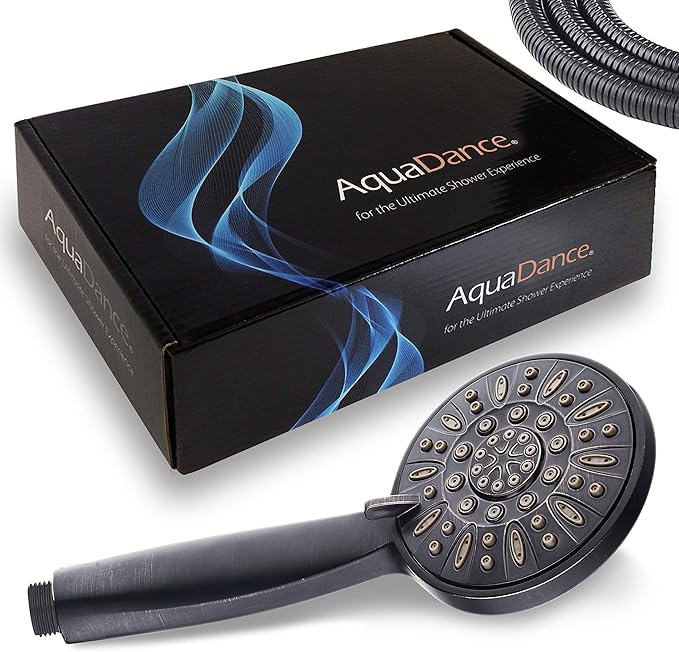 AquaDance High Pressure 6-Setting Oil Rubbed Bronze 4" Handheld Shower with Hose, The Ultimate Shower Experience Officially Independently Tested for Strict US Quality & Performance Standards – 1.8 GPM