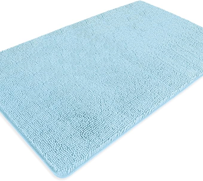 Bathroom Rugs 36 x 60 Inch – Extra Large Bath Mat | Absorbent and Washable Thick Chenille Bath Rugs Non-Slip Runner Rug for Bathroom, Shower, Tub(Light Blue)