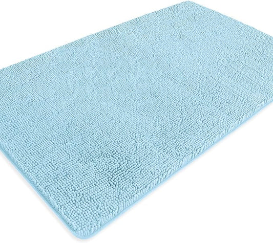Bathroom Rugs 36 x 60 Inch – Extra Large Bath Mat | Absorbent and Washable Thick Chenille Bath Rugs Non-Slip Runner Rug for Bathroom, Shower, Tub(Light Blue)