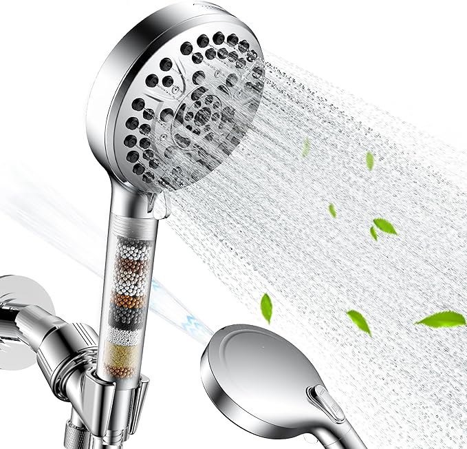 JOMOO Filtered Shower Head with Handheld, 5 Inch High Pressure howerhead with Replaceable Filter Cartridge for Hard Water Remove Chlorine for for Hard Water, 71” Shower Hose for Bathroom