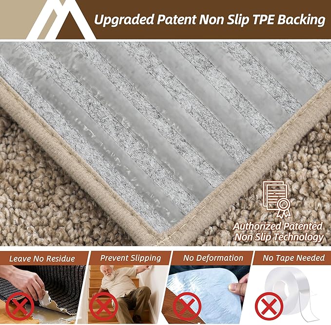 COSY HOMEER Edging Stair Treads Non-Slip Carpet Mat 28inX9in Indoor Stair Runners for Wooden Steps, Edging Stair Rugs for Kids and Dogs, 100% Polyester TPE Backing(4pc, Beige)