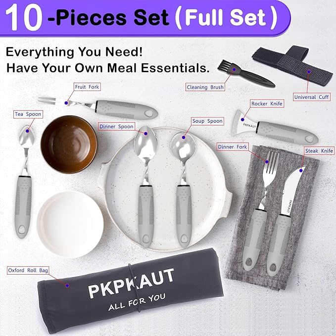 Adaptive Utensils, Weighted Utensils for Hand Tremors, Parkinsons Utensils for Parkinsons Patients, Adaptive Eating Utensils for Disabled People, Handicap Utensils/Built Up Utensils for Adults