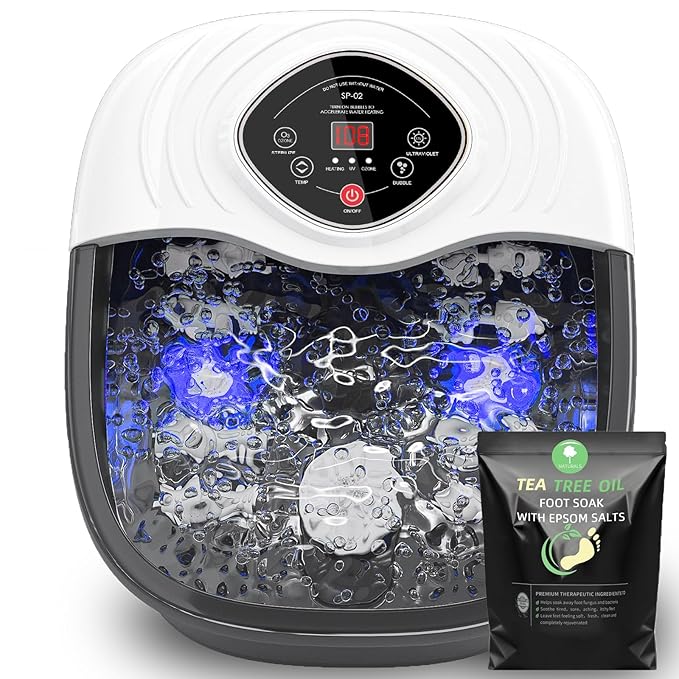 closewave Foot Spa Bath Massager with Heat, UV Ozone & Oxygen Bubbles,Shiatsu Rollers Epsom Salt Temperature Control, Relieves Stress and Feet Pain - Home Pedicure Soaking Tub Gift for Women/Men