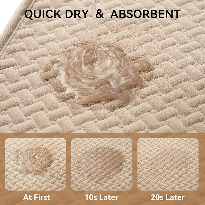 YDKGL Bathroom Runner Non Slip, Extra Soft Absorbent Quick Dry Bath Mats, Foam Weave Texture Thin Bath Rugs Washable with Rubber Backing, 24" x 70“