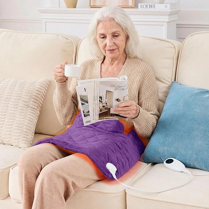 Purple Weighted Heating Pad for Neck Shoulders and Back, Mothers Day Gifts for Mom Wife Grandma, Birthday Gifts for Mom Older Women, Electric Heated Blanket with 9 Heat Options 4 Auto-Off Timer